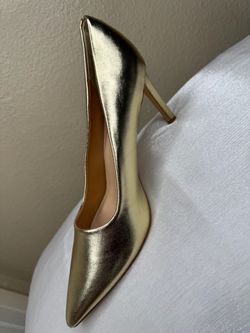 Gold Metallic Pointed-Toe Stiletto Heels