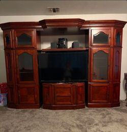 Cherry finish entertainment center