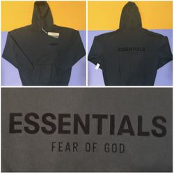 Fear of God Essentials Hoodie Mens Large Black NEW Stretch Limo Logo Pullover