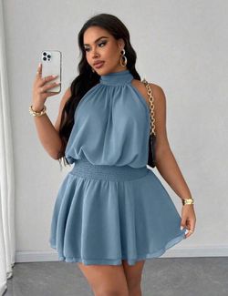 Off Shoulder Blue Dress