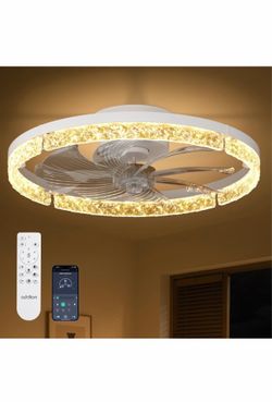 addlon Ventiladores de techo con luces y control remoto, ventiladores de techo de 20" de perfil bajo, ventilador LED de montaje empotrado ajustable de