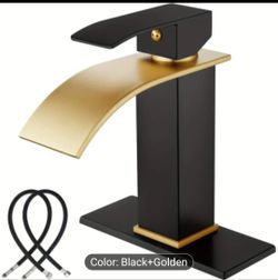 Black and Gold Waterfall Bathroom Faucet