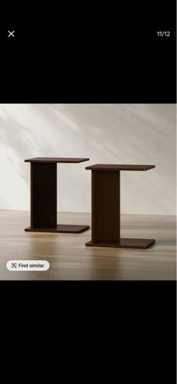 Set of 2 RECCI Solid Bamboo C-Shaped Side Table - Stylish Bedside Table, Modern Nightstand, Tool-Free Setup