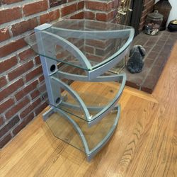 Glass Corner Shelf Unit w 3 Glass Shelves 