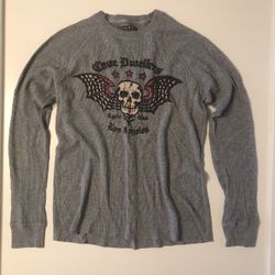 Lucky Brand Cave Dwellers Cycle Club Vintage Inspired Long Sleeve Shirt — Size Large