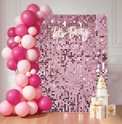 Ozikutech 24 Pcs Pink Shimmer Wall Backdrop Panels for Party Decoration