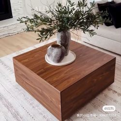 Brand New In Box！High-Quality Walnut Coffee Table with Four Drawers