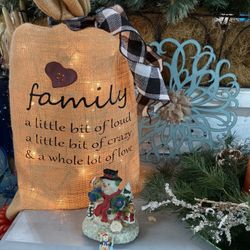 Lighted Burlap Bag
