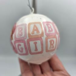 Hallmark Keepsake Ornament 1987 Baby's First Christmas Girl Satin Unbreakable
