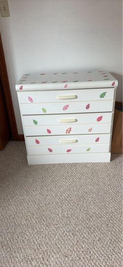 White 3-Drawer Dresser with Leaf Decals