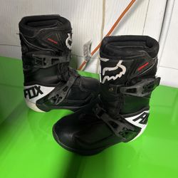 Fox Dirtbike Boot Youth Size 12 Black And White 