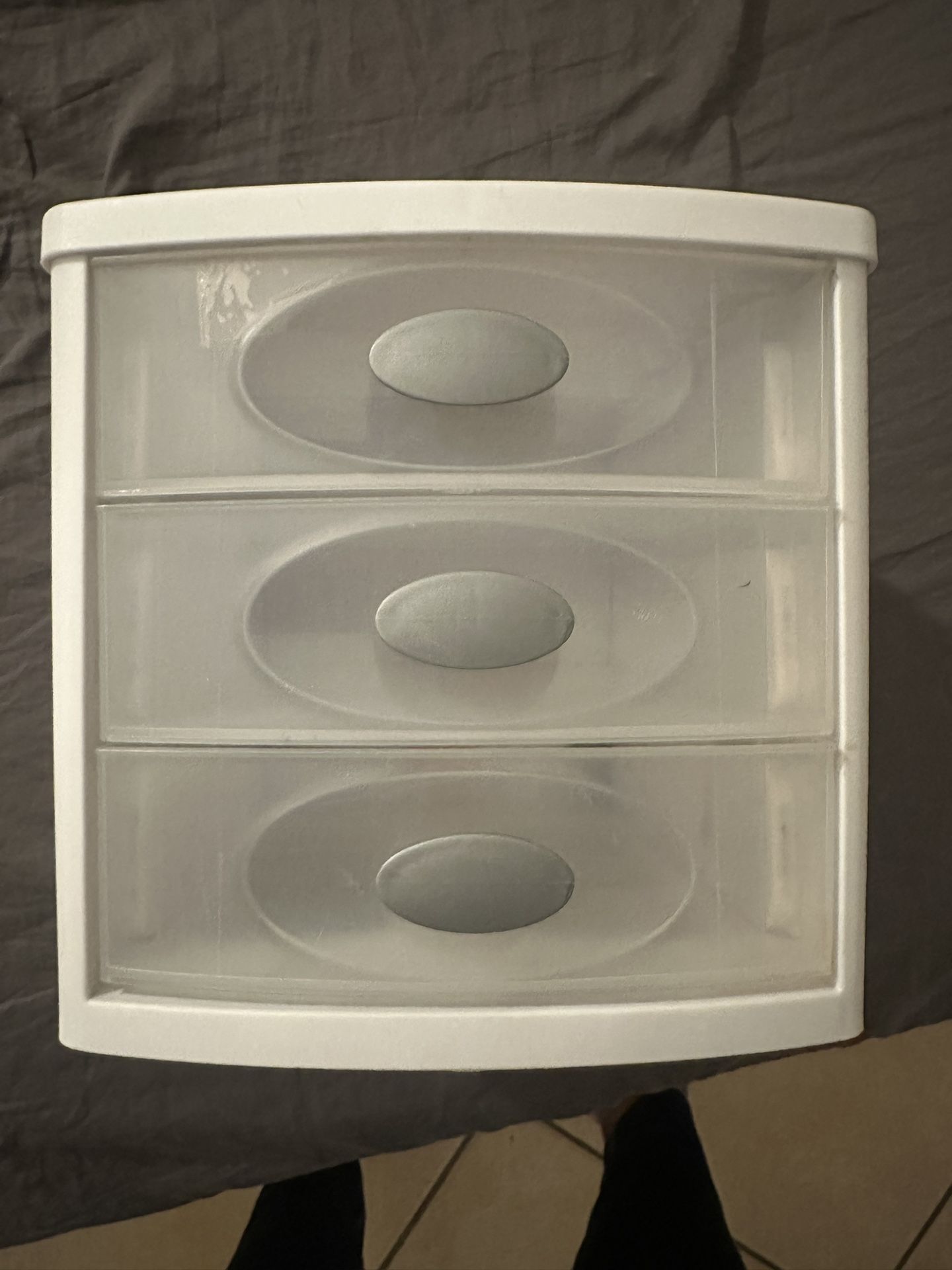 Sterilite 3 Drawer Mini Desktop Unit, Clear w/White Frame