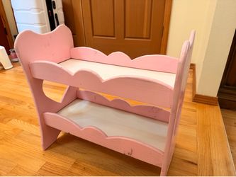 Handmade Wooden Doll Bunk Bed for 18” Dolls – Pink