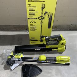 RYOBI 40V Cordless Battery Attachment Capable String Trimmer and Leaf Blower Combo Kit (2-Tools) w/ 4.0 Ah Battery & Charger
