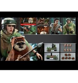 1/6 Hot Toys Star Wars Return Of The Jedi Princess Leia & Wicket set MMS551 BRAND NEW