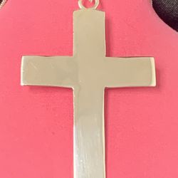 Plain large shiny cross silver used chain sold separately 
