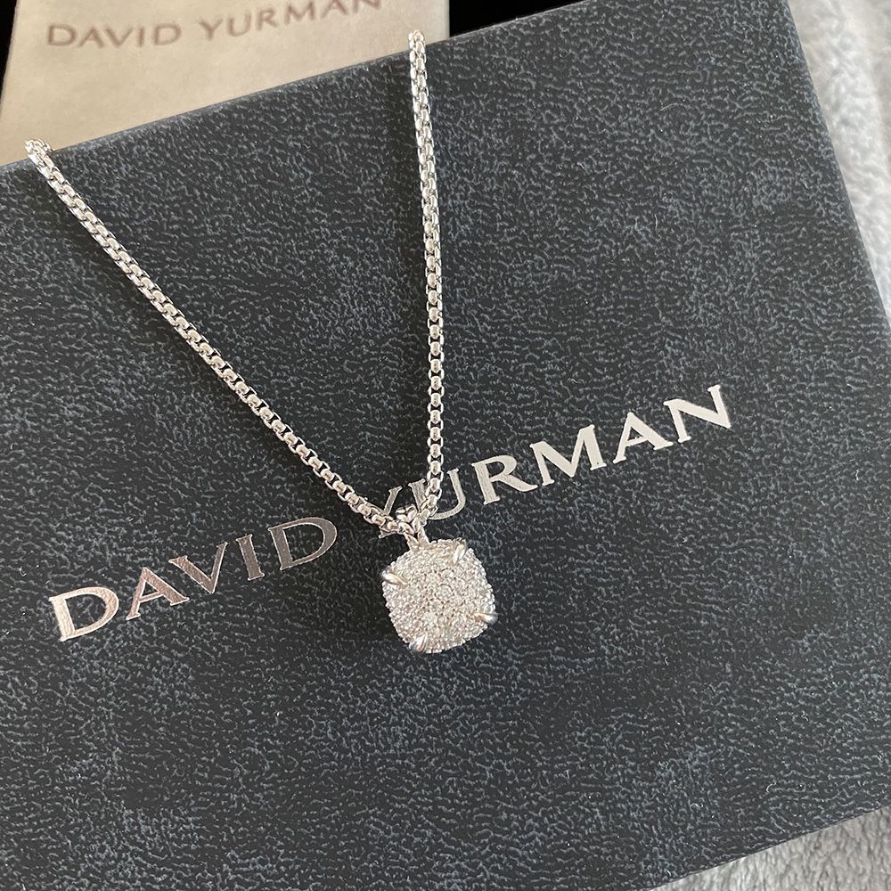 Center Diamond Necklace In Sterling Silver