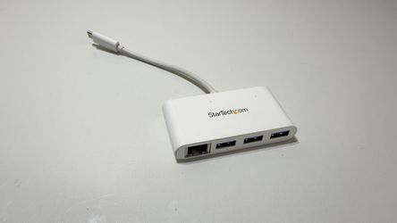 StarTech HB30C3A1GEA USB-C Hub 3-Port USB 3.0 Gigabit Ethernet Adapter White