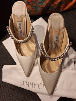 Jimmy Choo Crystal Strap Pointed Toe Mules