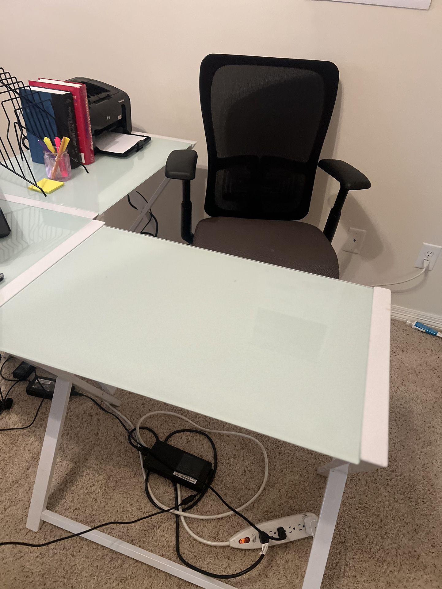 L Shape Desk W/ Chair And Accessories