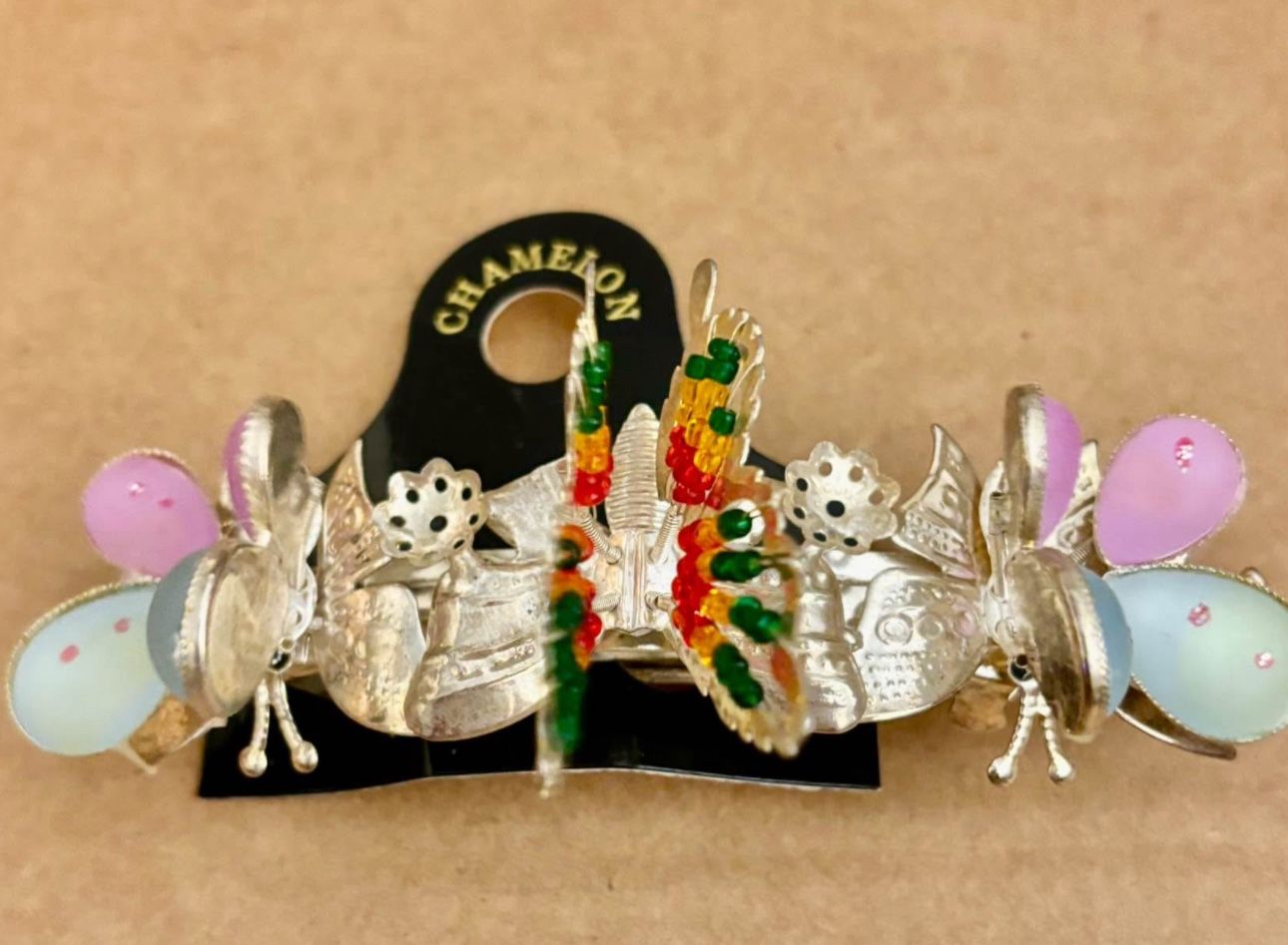 Hair barette clips butterflies insects