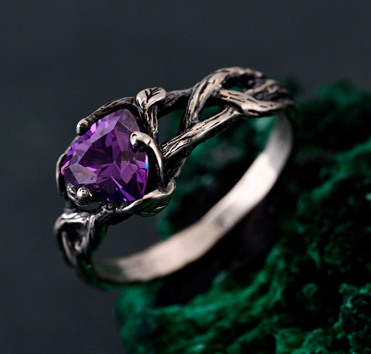 Silver Celtic Amethyst Ring