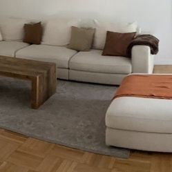Modani Braxton Beige 10ft sofa 3 Piece With Ottoman 