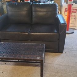 Love Seat Hideabed - Faux Black Leather