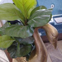 Metal Goose with plant arrangement 