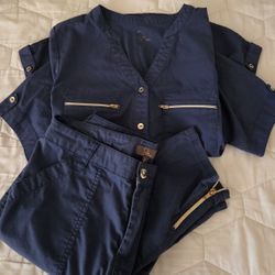 Jaanuu Scrub Set – Navy Blue, Size Small (Top & Bottom)
