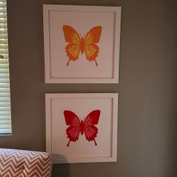 Four Butterfly Prints Each Numbered By Artist Hill.