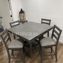 5-Pc Dining - Table - Set Grey Counter Height