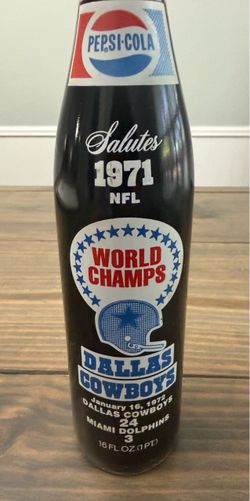 🏈 ✭ Vintage Pepsi-Cola Dallas Cowboys 1971 World Champions Commemorative Bottle ✭ 🏈