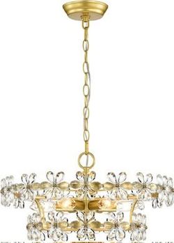 19.1inch Gold Crystal Flower Chandelier Entryway Light Fixture 6 Light E12
