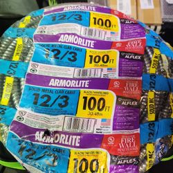 Armorlite 12/3 100 Ft Solid Metal Clad Cable. New