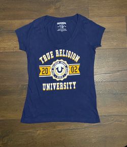 True Religion University Graphic T-Shirt Women’s XS Navy Blue