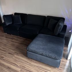 NEW Black Velvet Cloud Couch Sectional