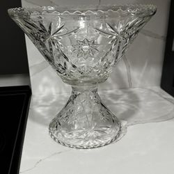 2 Piece Vintage Crystal Pedestal Bowl 