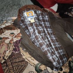 australian cattleman oilskin long jacket size large mens