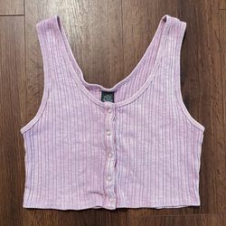 Junior’s Wild Fable Pink Button Up Ribbed Crop Top M