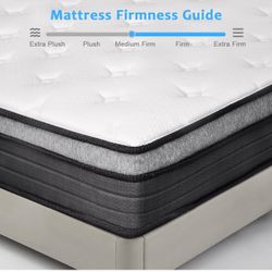 EIUE Queen Size Mattress 10 Inch,Bed-in-a-Box,Hybrid Mattress,Individual Pocket Spring Mattress,Medium Firm Mattresses,Breathable Comfortable for Slee