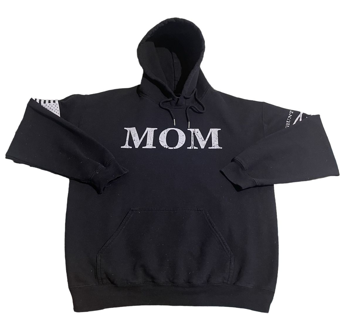 Grunt Style Hoodie Women Medium Black Pullover Sweatshirt Sweater Mom USA Flag