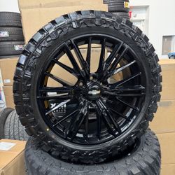 New 22 inch gloss black zl1 style wheels wrapped in 33x12.50R22 atturo MT tires