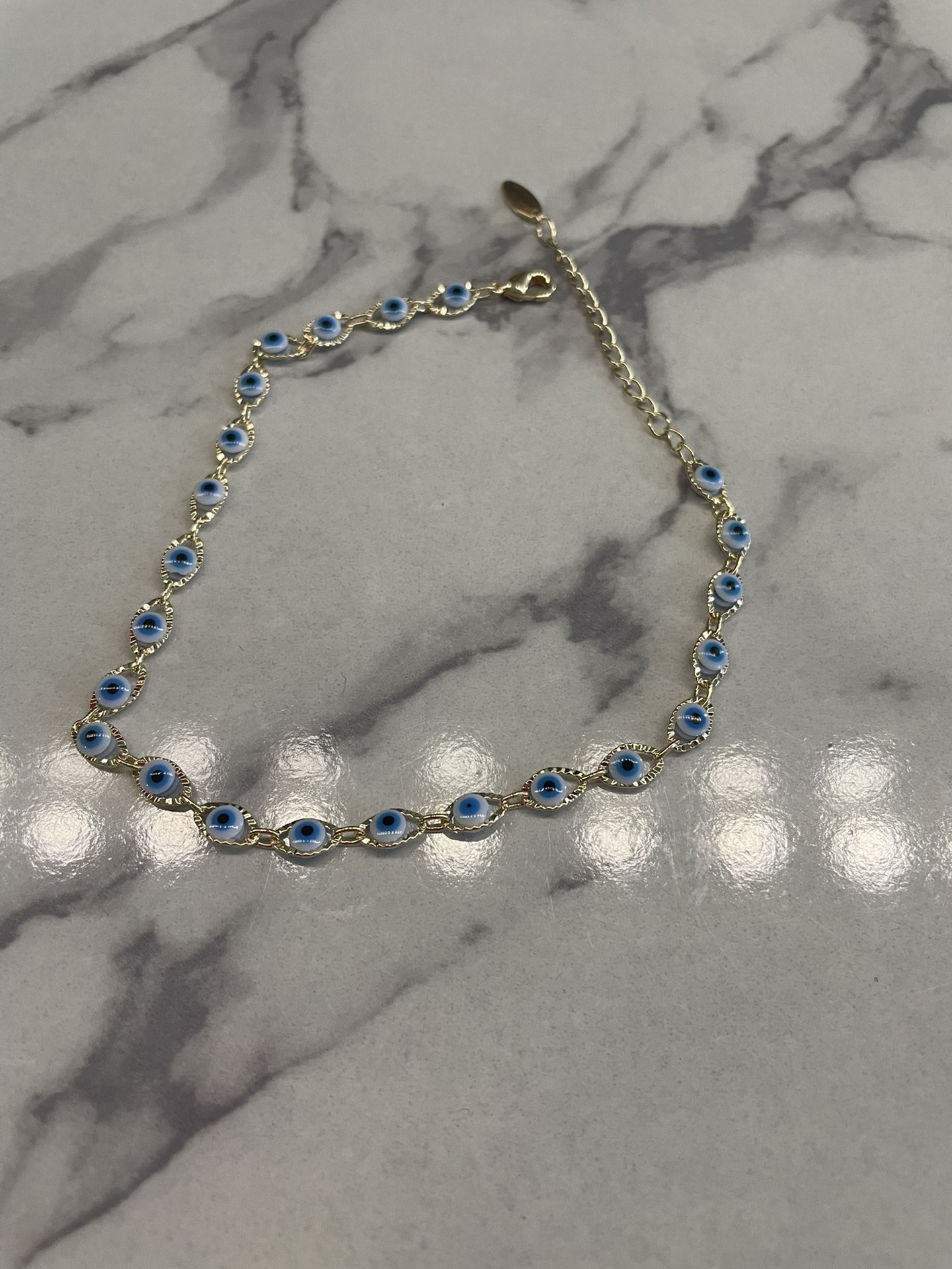 Gold Plated Evil Eye Protection Anklet