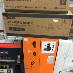 42 Inch 3-blade Flush Mount Ceiling Fan With Light 1 Pack