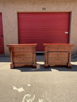 Pair of Empire Style Wood Inlay Chests