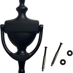 QCAA Solid Brass Door Knocker, 7", Matte Black, Made in Taiwan, 1 Pack