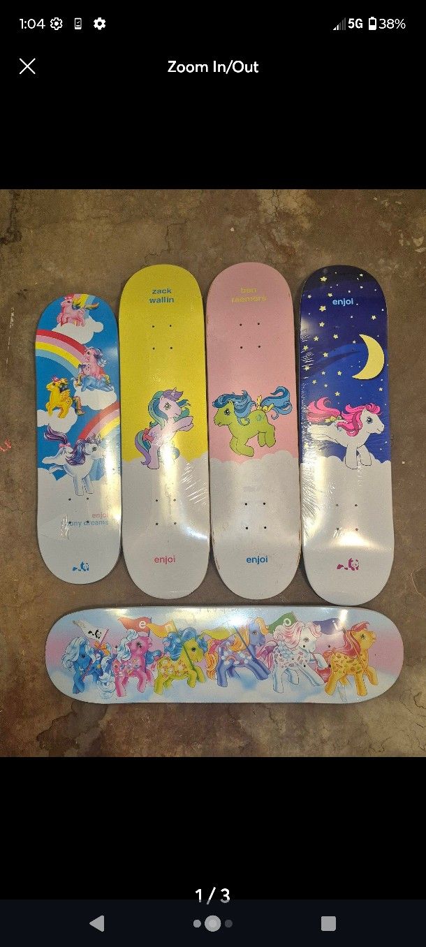 Vintage Very Rare Enjoi My Little Pony 5 skateboard Set Will Sell Singular Too