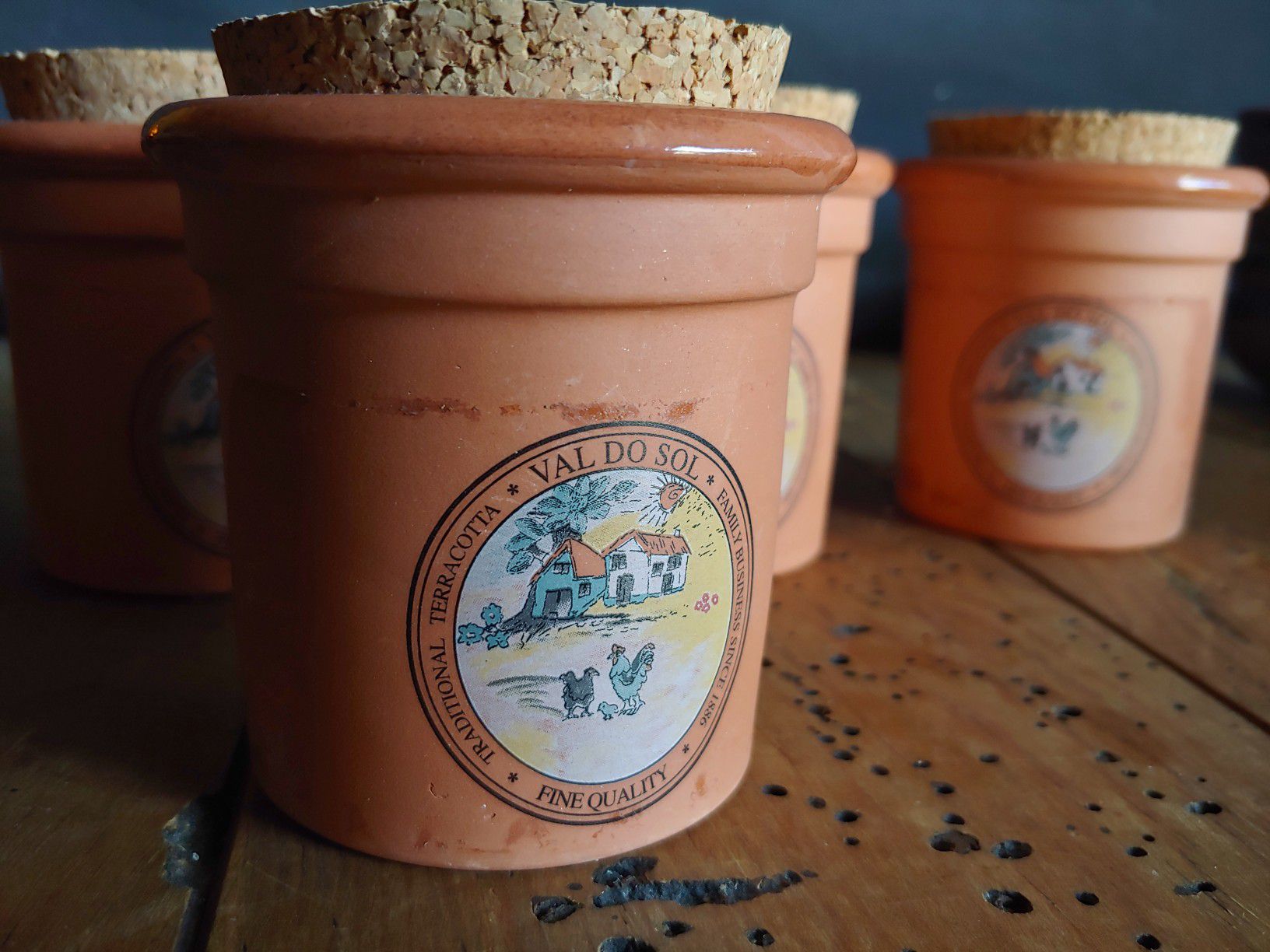 Val Do Sol Fine Quality Terracotta Crock Spice Jar w/cork lids