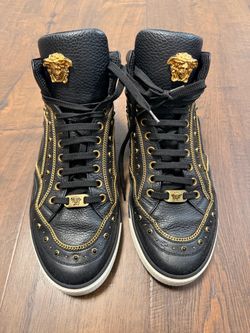 Versace Medusa Black & Gold High Top Sneakers Size 43
